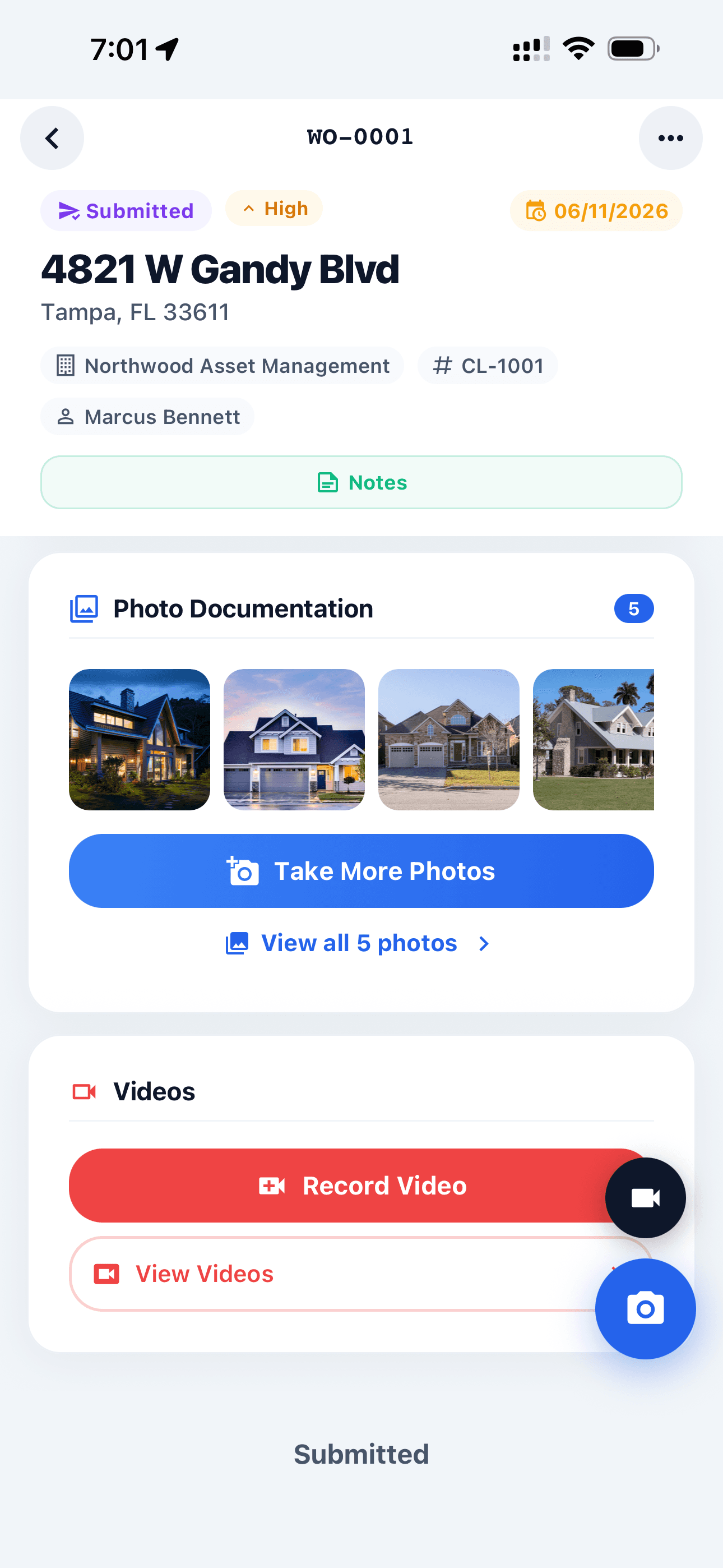 Work order with photo documentation
