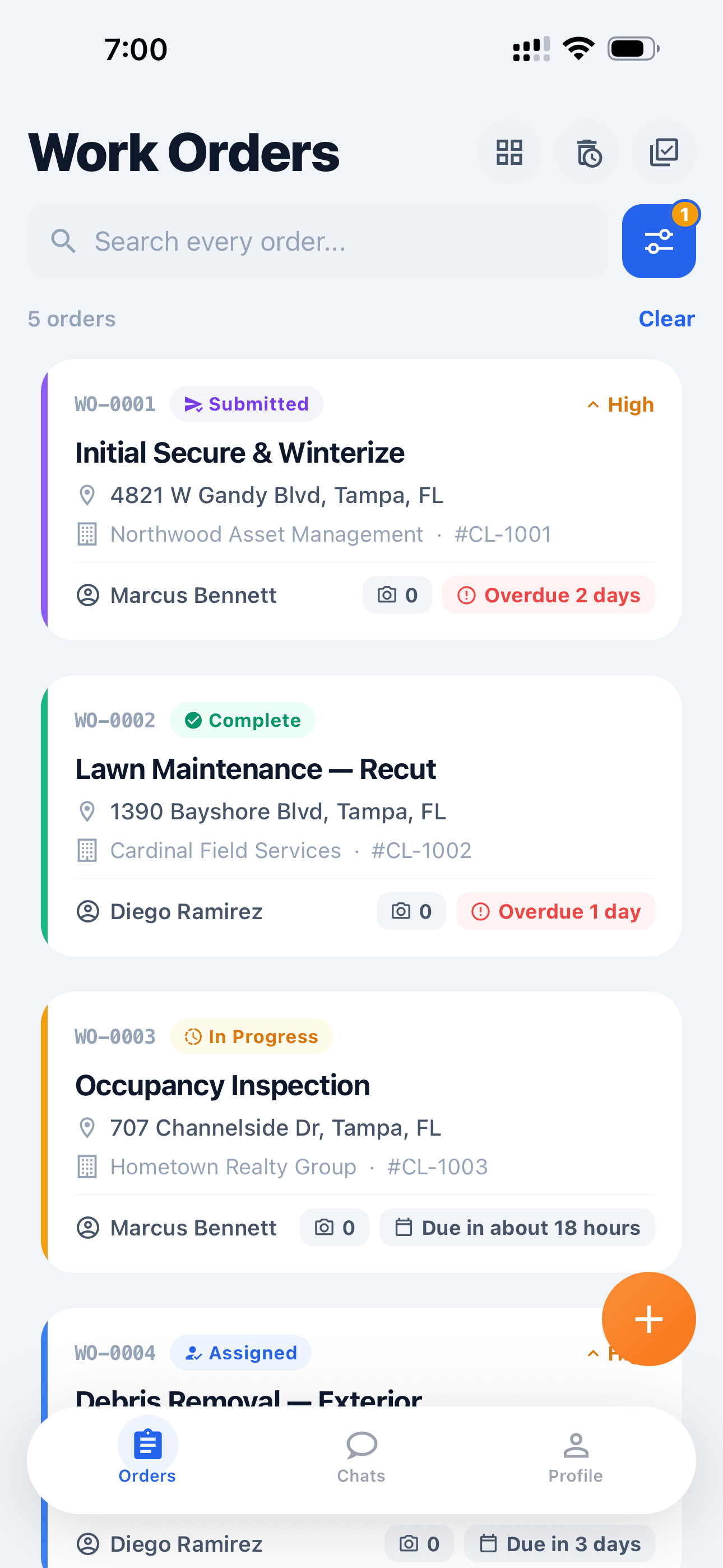 Hayvee work orders on mobile